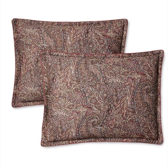 Lauren Ralph Lauren Hallie Lot of 2 Pillow Shams Paisley 20x26 Sateen Cotton - Picture 1 of 13